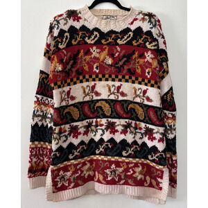 Heirloom Collectibles Sweater Size M Long Sleeve Colorful Pattern 90s Vintage